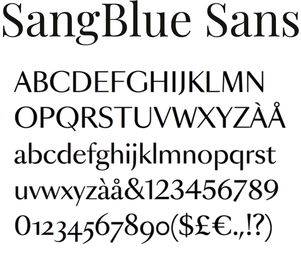 SangBlue Sans character set specified for Cooc