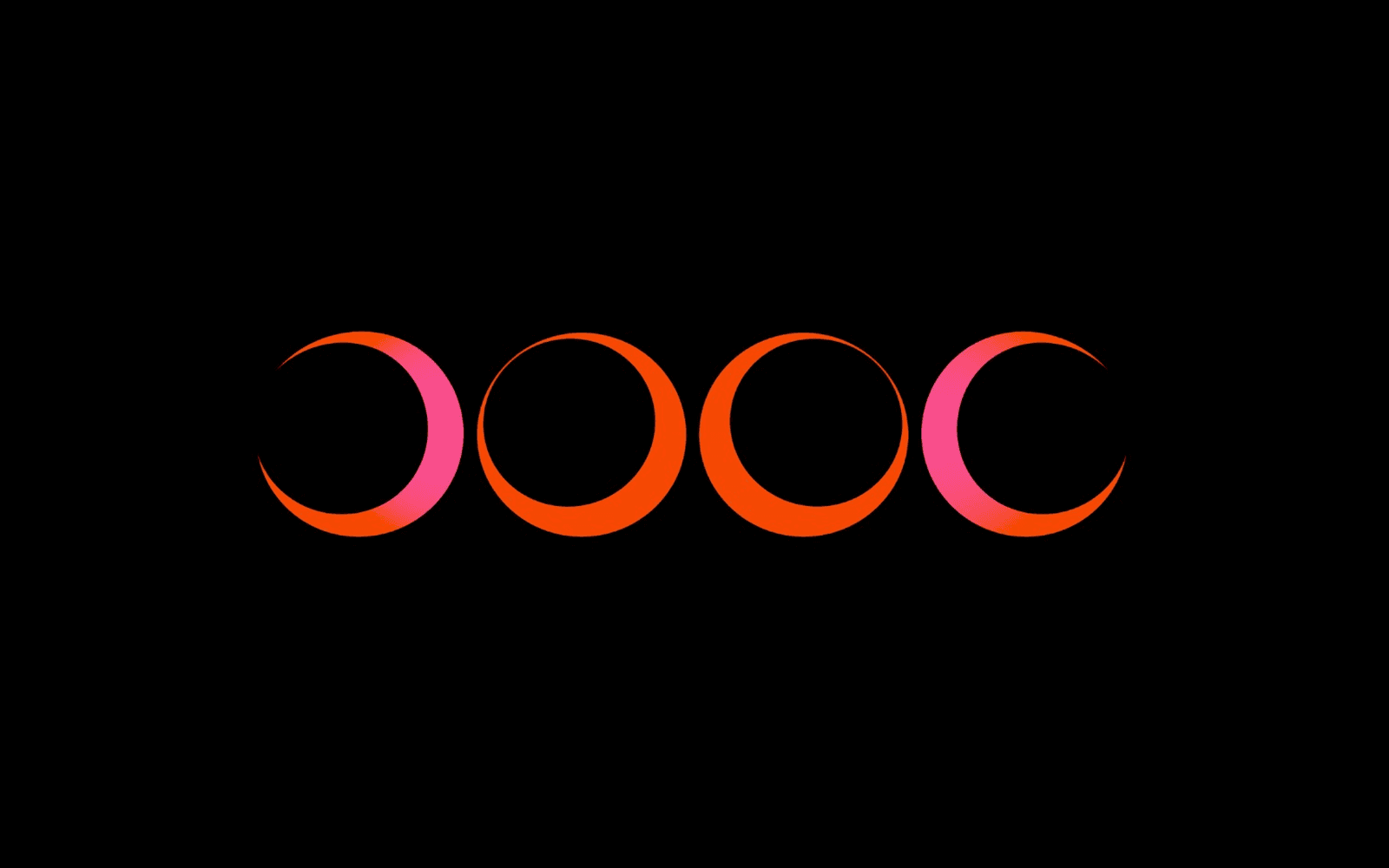 Cooc wordmark — four orange and pink crescents on black